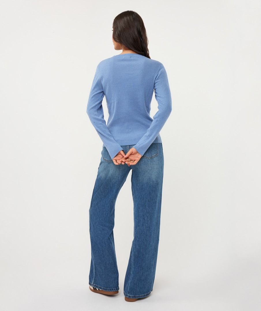 Esqualo Crystal Stud Top - Dark Sky Blue
