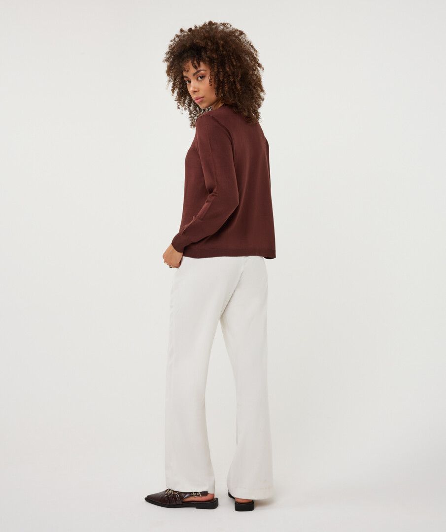 Esqualo Basic Knit Round Neck Top - Coffee