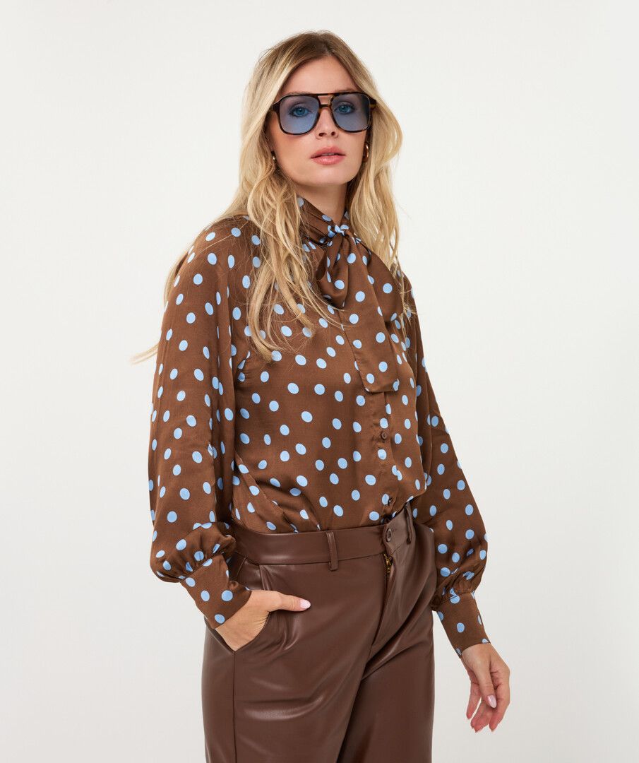 Esqualo Polka Dots Scarf Blouse