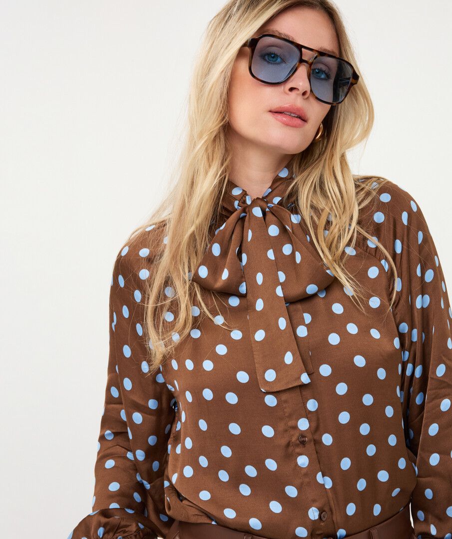 Esqualo Polka Dots Scarf Blouse